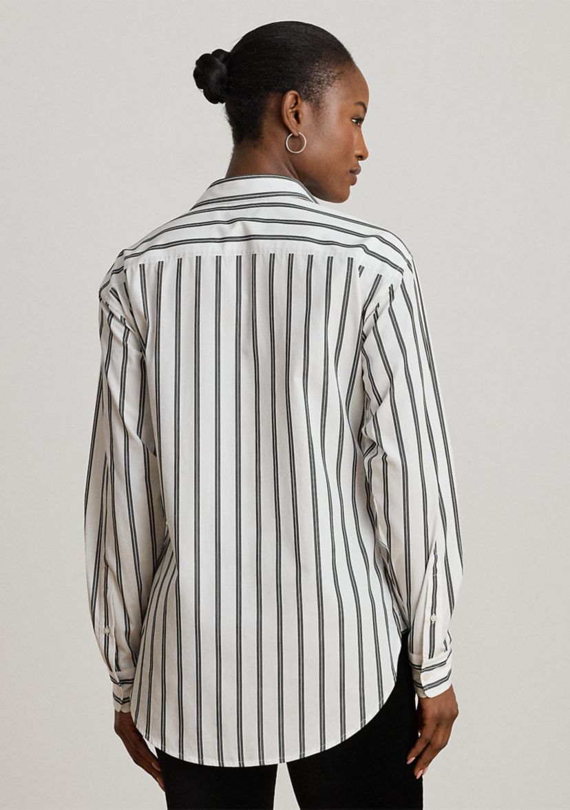 Womens Relaxed Fit Striped Cotton Shirt