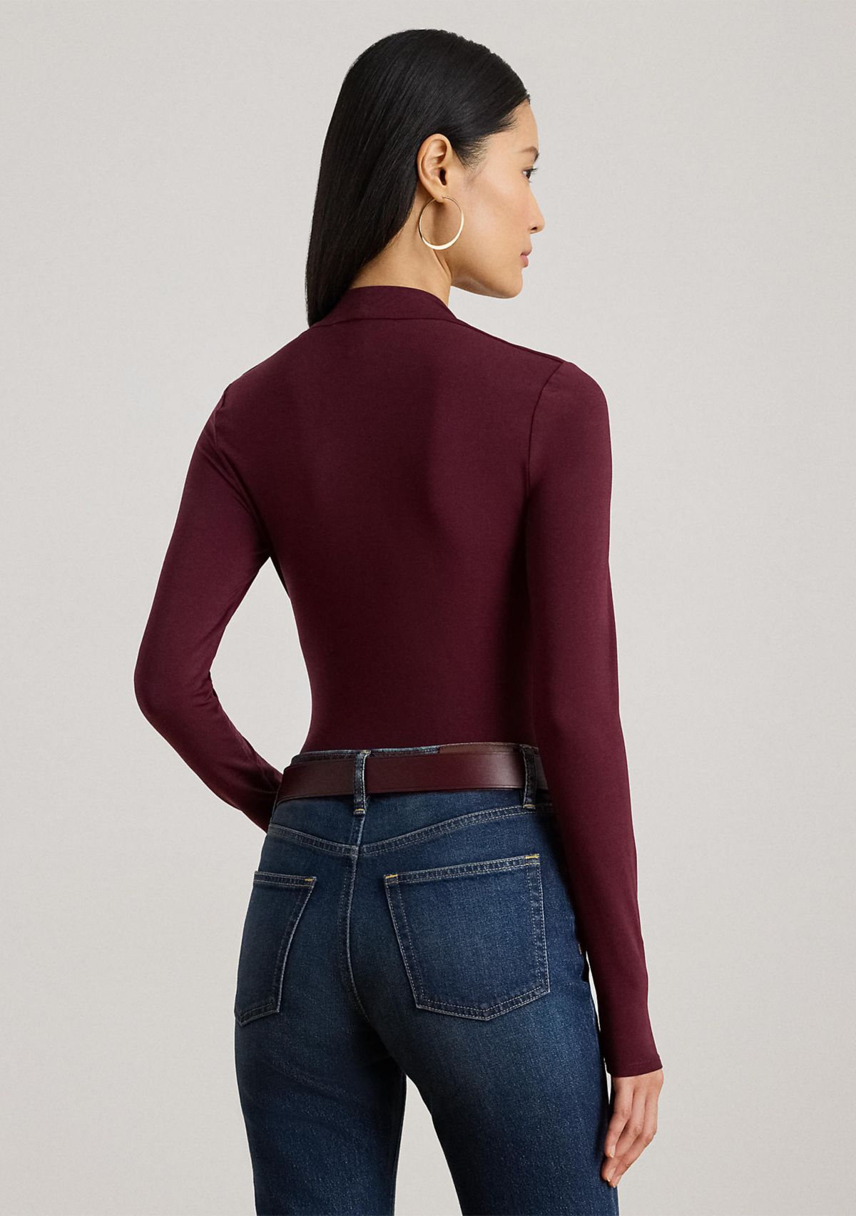 Womens Stretch Jersey Square-Neck Top