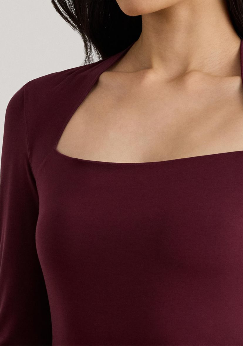 Womens Stretch Jersey Square-Neck Top