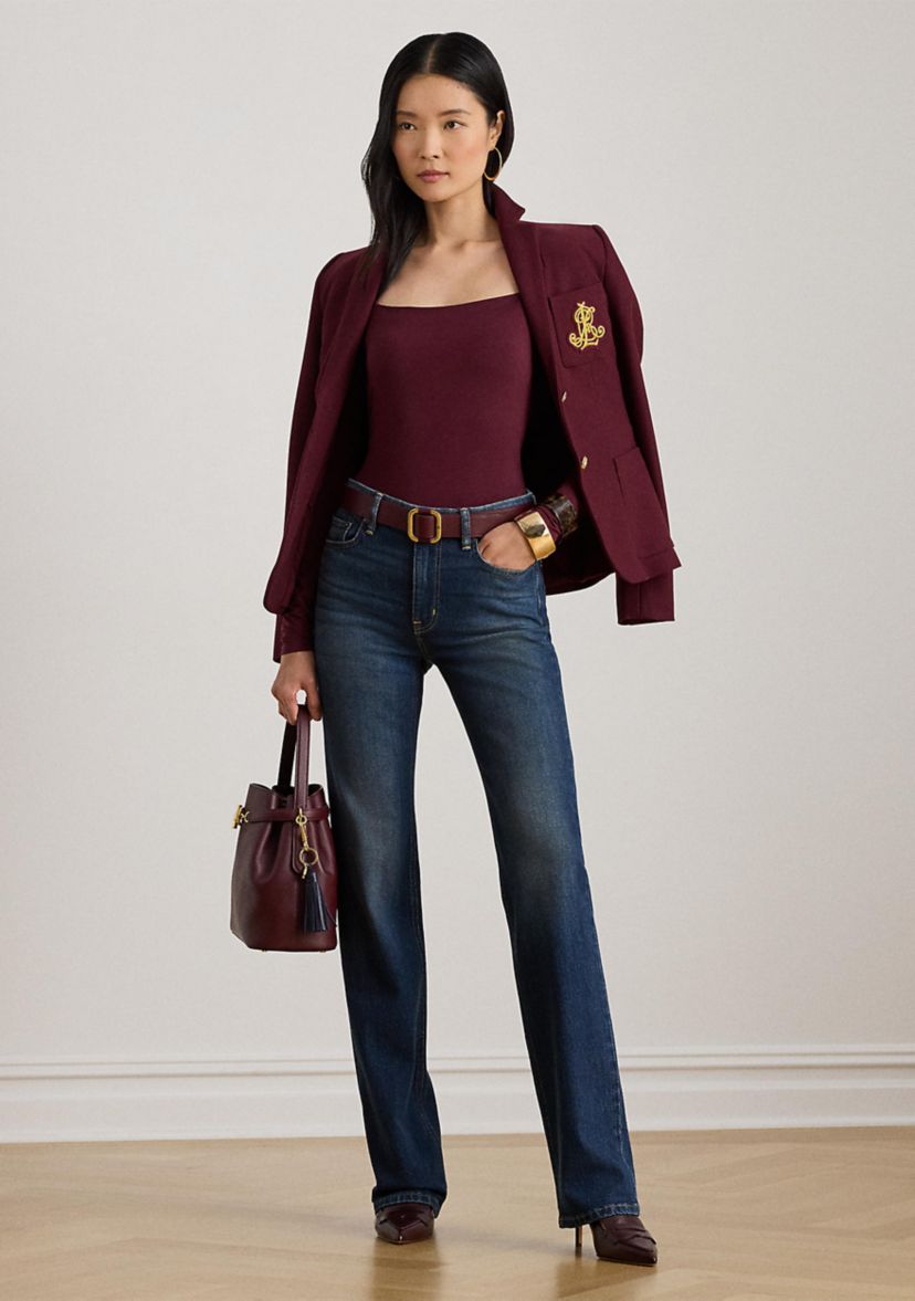 Womens Stretch Jersey Square-Neck Top