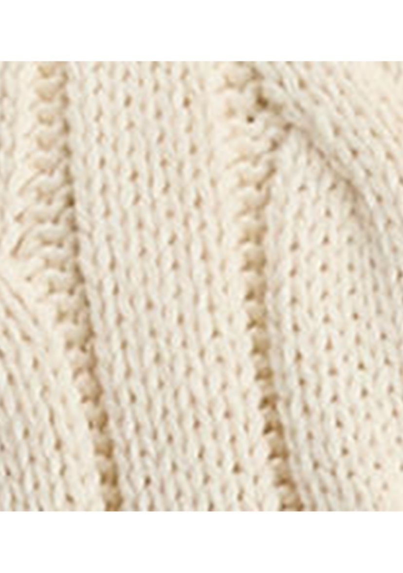 Buckle-Trim Cable Shawl-Collar Cardigan