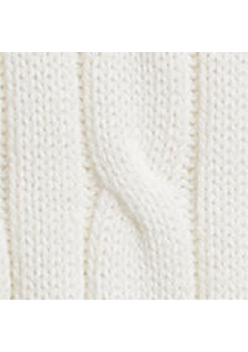 Womens Embroidered-Crest Cable-Knit Sweater