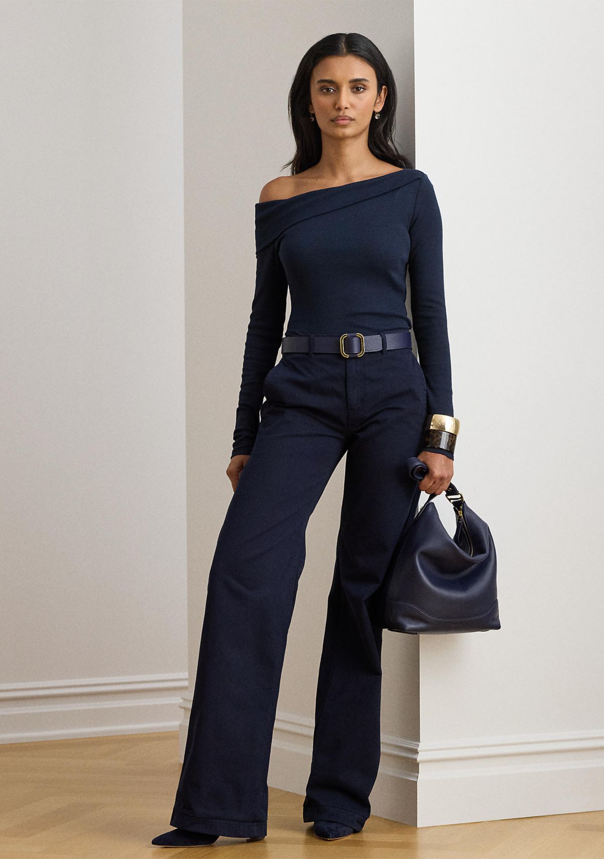 Ribbed Asymmetrical Off-the-Shoulder Top