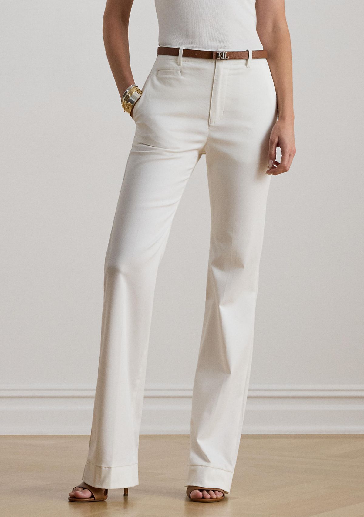Petite Stretch Cotton Chino Flare Pant