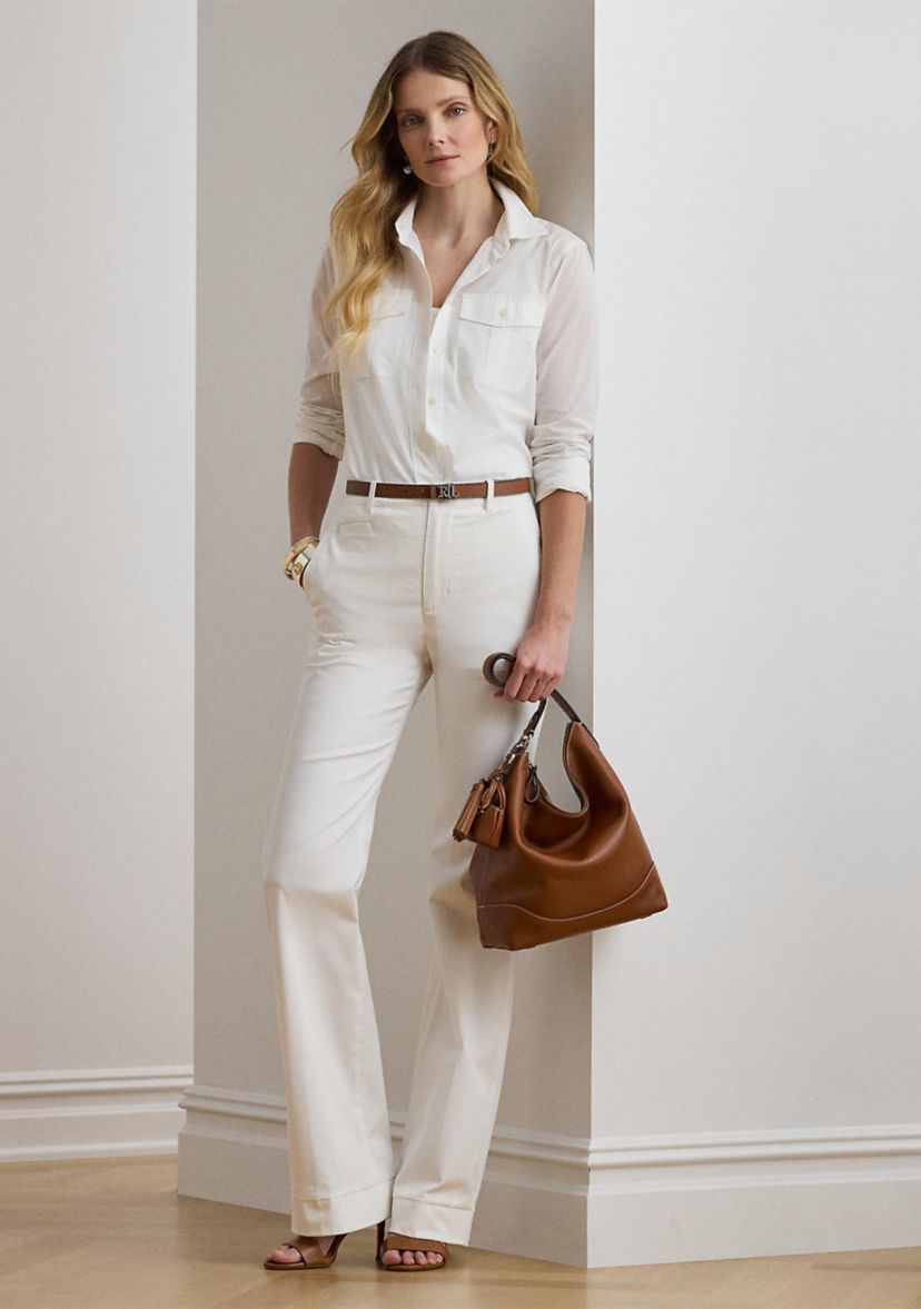 Petite Stretch Cotton Chino Flare Pant