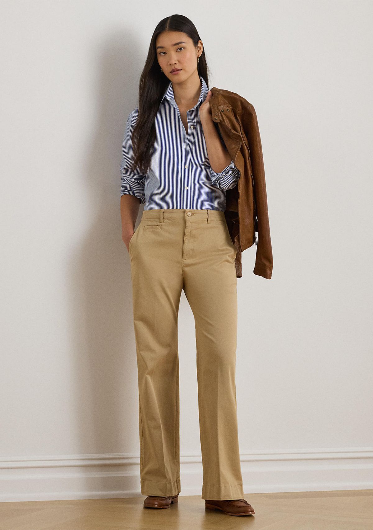 Petite Stretch Cotton Chino Flare Pant