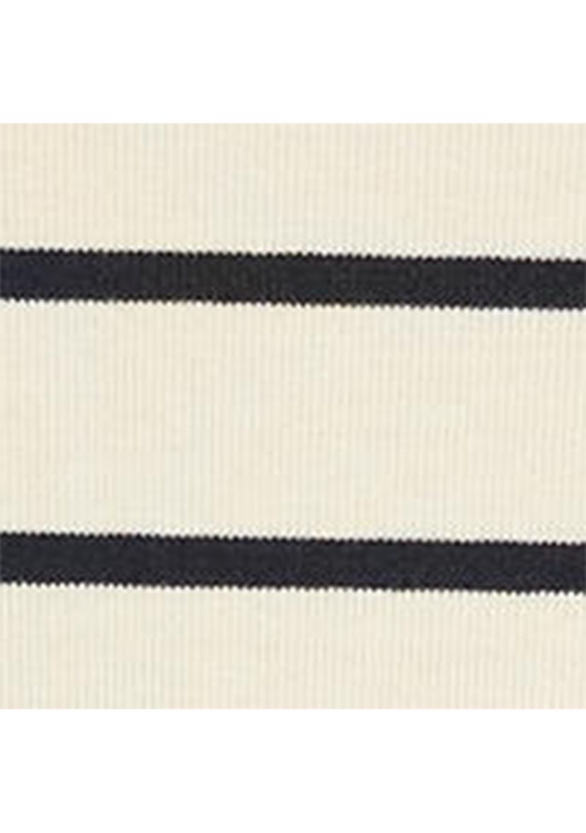 Plus Size Striped Stretch Cotton Boat Neck T-Shirt