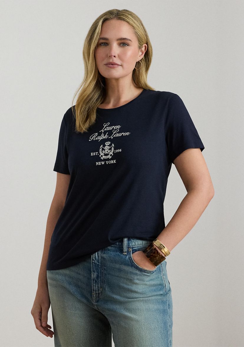 Embroidered-Crest Jersey T-Shirt