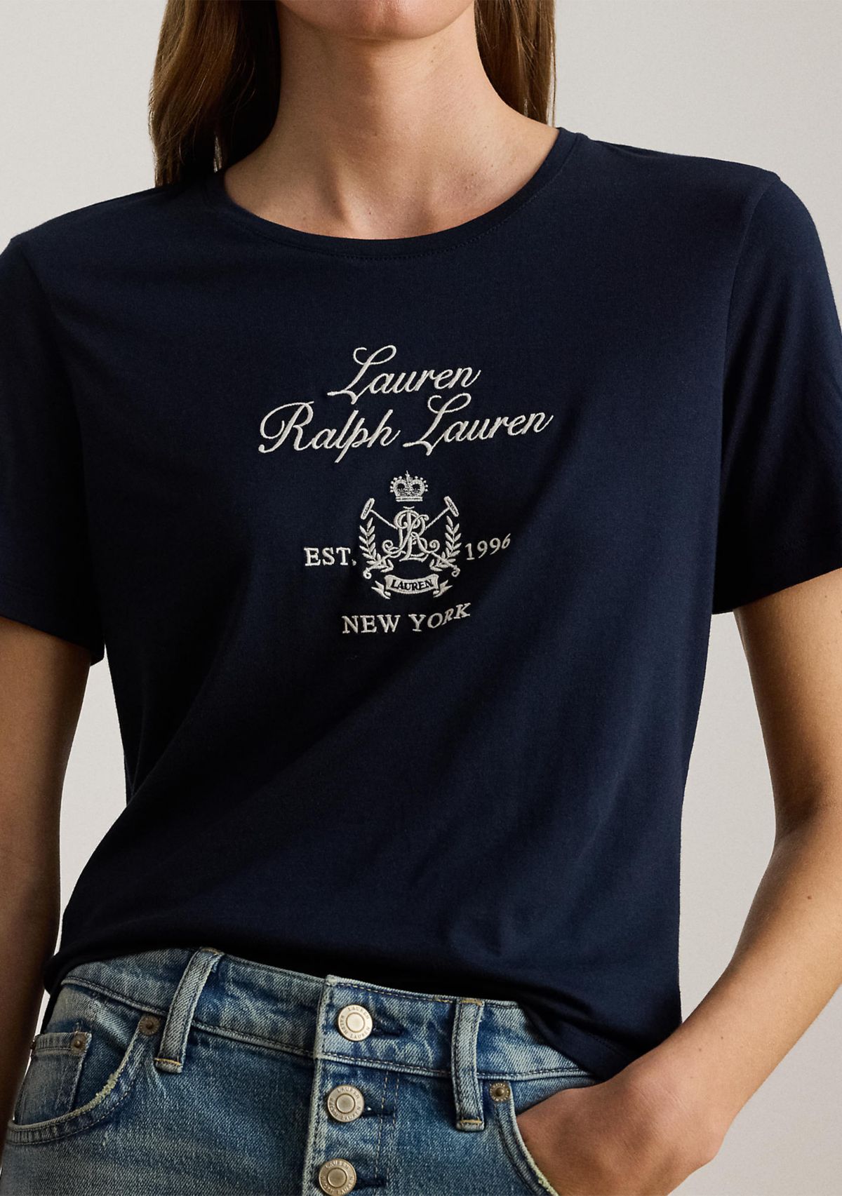 Embroidered-Crest Jersey T-Shirt