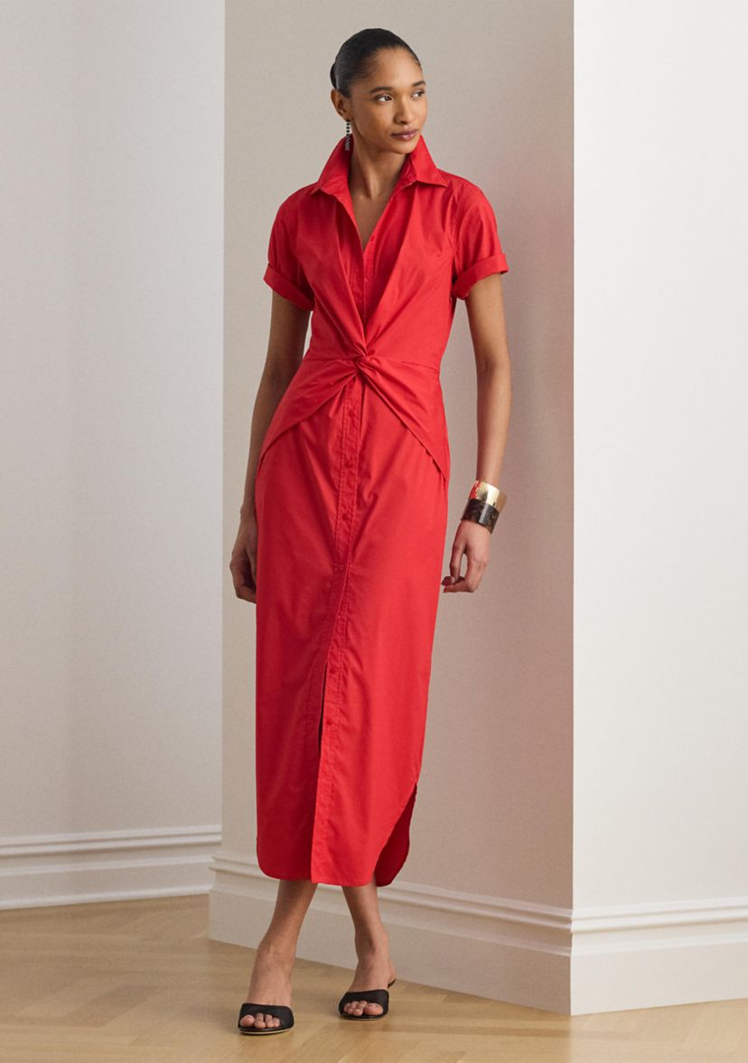 Lauren Ralph Lauren Women's Twist-Front Cotton-Blend Shirtdress | Belk