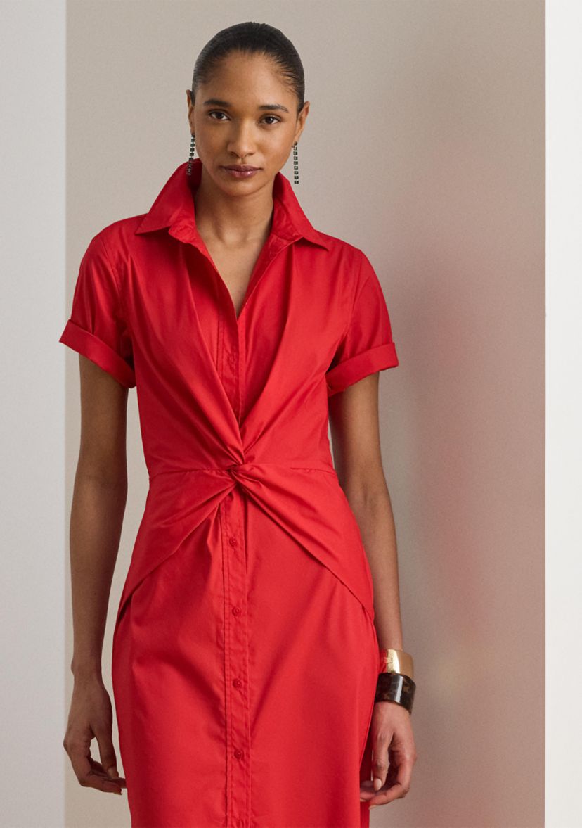 Lauren Ralph Lauren Women's Twist-Front Cotton-Blend Shirtdress | Belk
