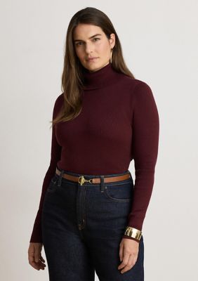 Lauren Ralph Lauren Women's Cotton-Blend Ribbed Turtleneck, Red, XS