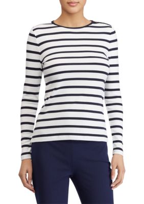 Lauren Ralph Lauren Striped Button Shoulder Top | belk