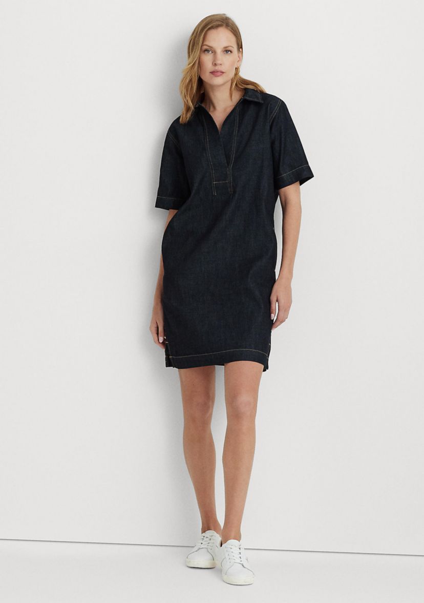 ralph lauren denim dresses Lauren Belted Shirtdress flare silhouette bring Americana charm to this shirtdress Lauren Ralph Lauren Women's Denim
