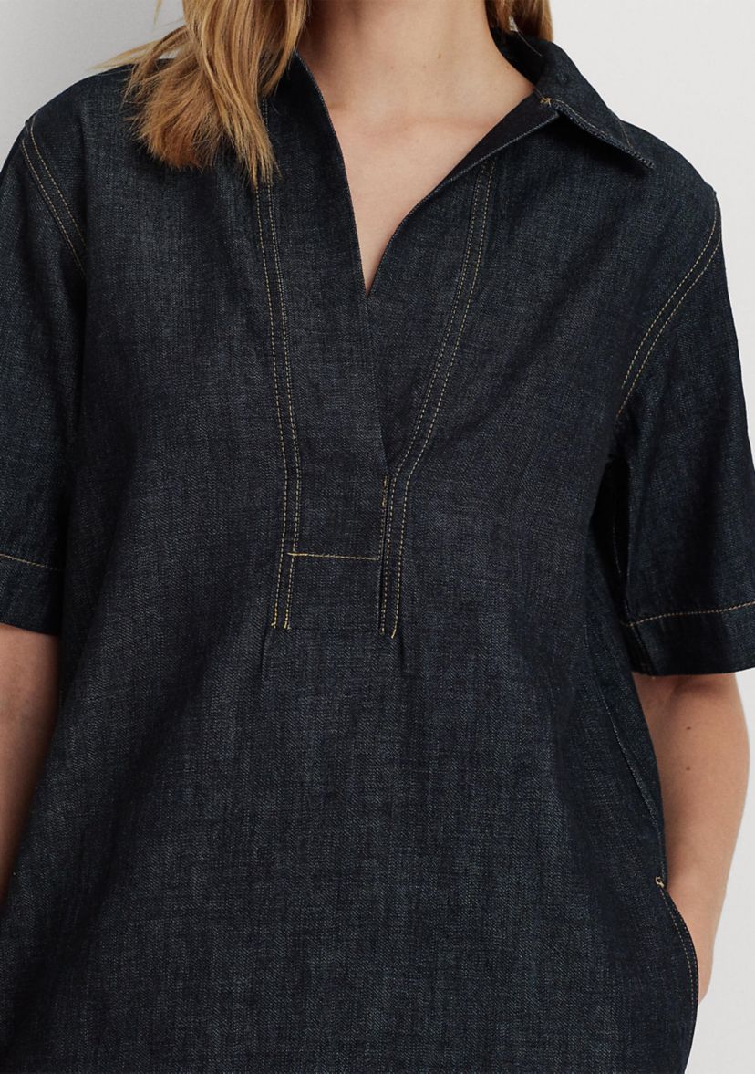 ralph lauren denim shift dress Polo Ralph Lauren Big Girls Belted Denim Cotton Shirtdress - Indigo