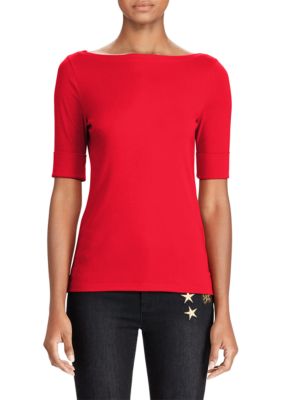 Lauren Ralph Lauren Ribbed Cotton Boat Neck T-Shirt | belk