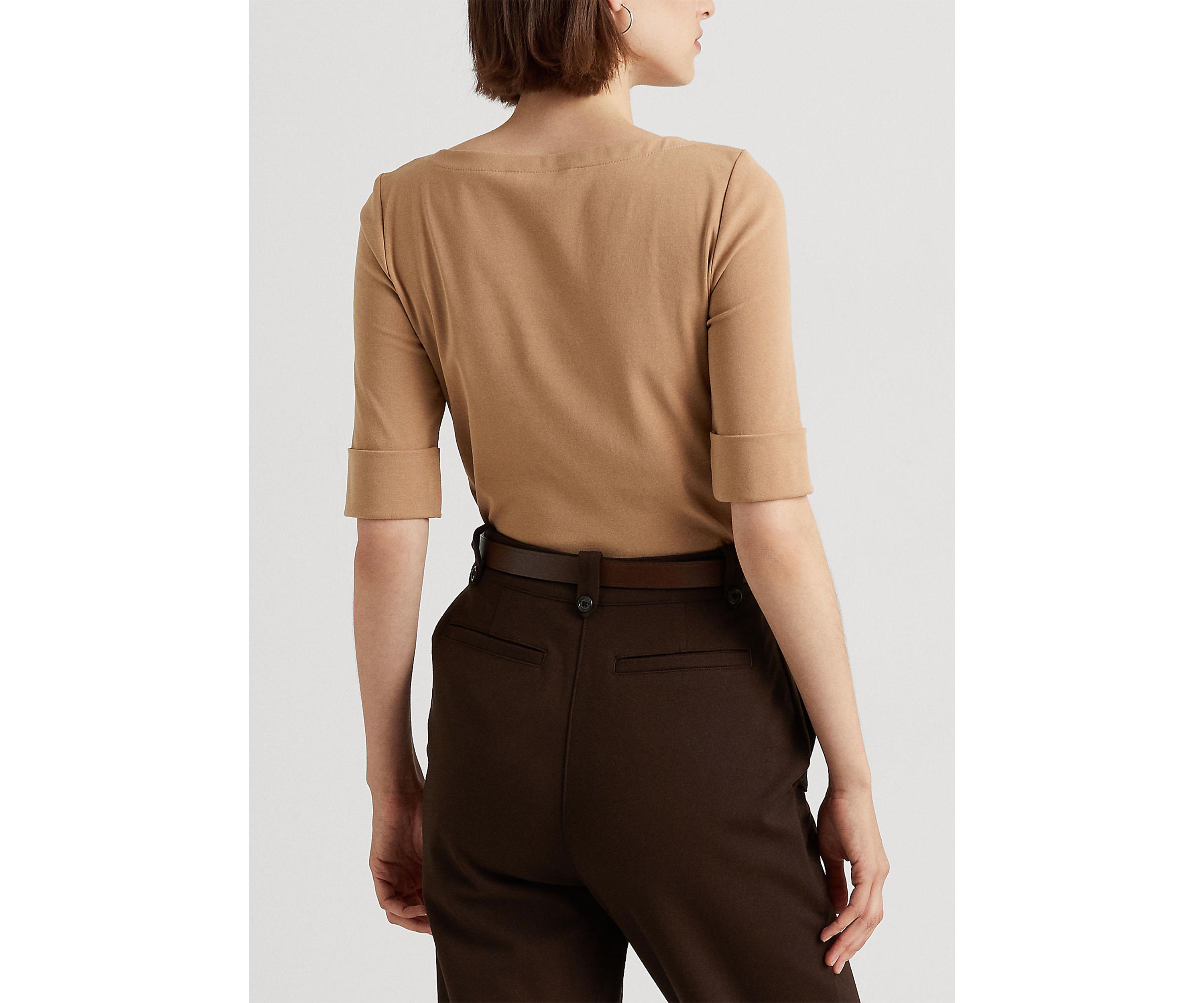 Womens Stretch Cotton Boatneck T-Shirt