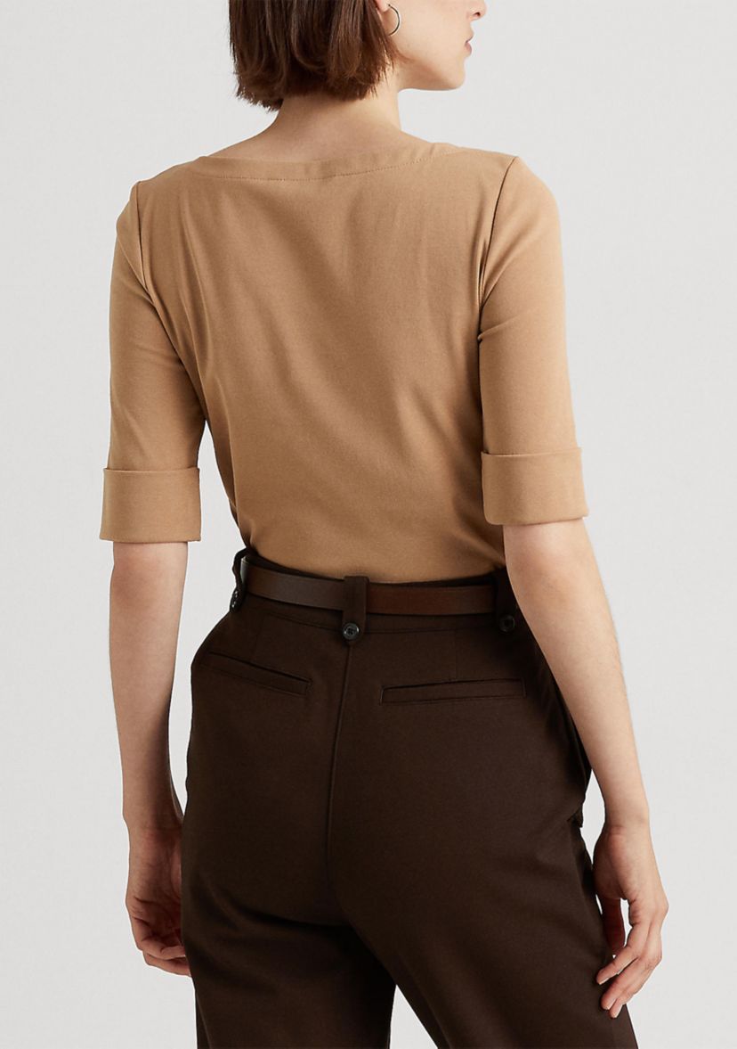 Womens Stretch Cotton Boatneck T-Shirt