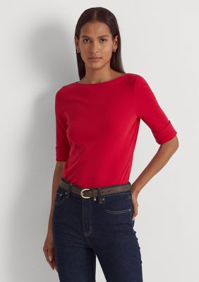 Lauren Ralph Lauren Ribbed Cotton Boat Neck T-Shirt | belk