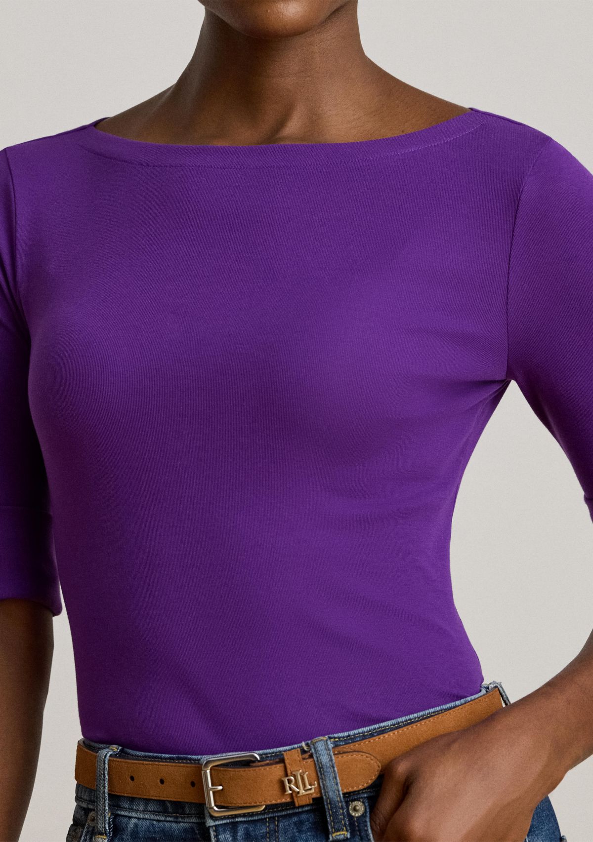 Womens Stretch Cotton Boatneck Tee