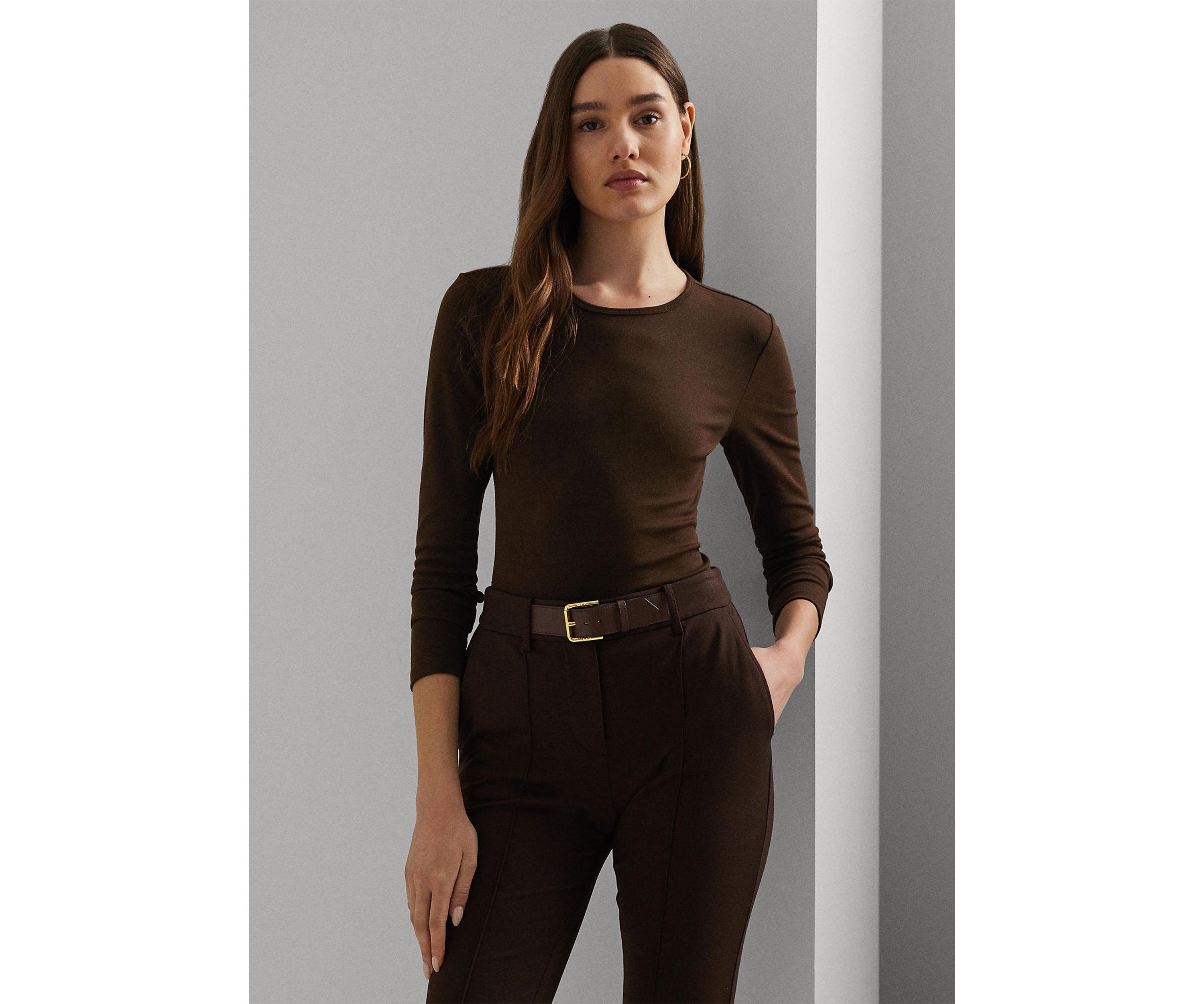 Cotton Blend Long Sleeve Top