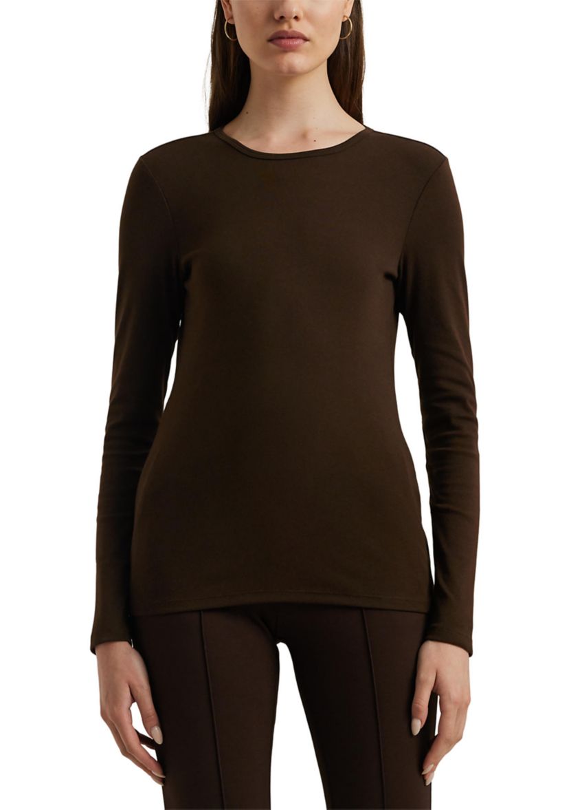 Cotton Blend Long Sleeve Top
