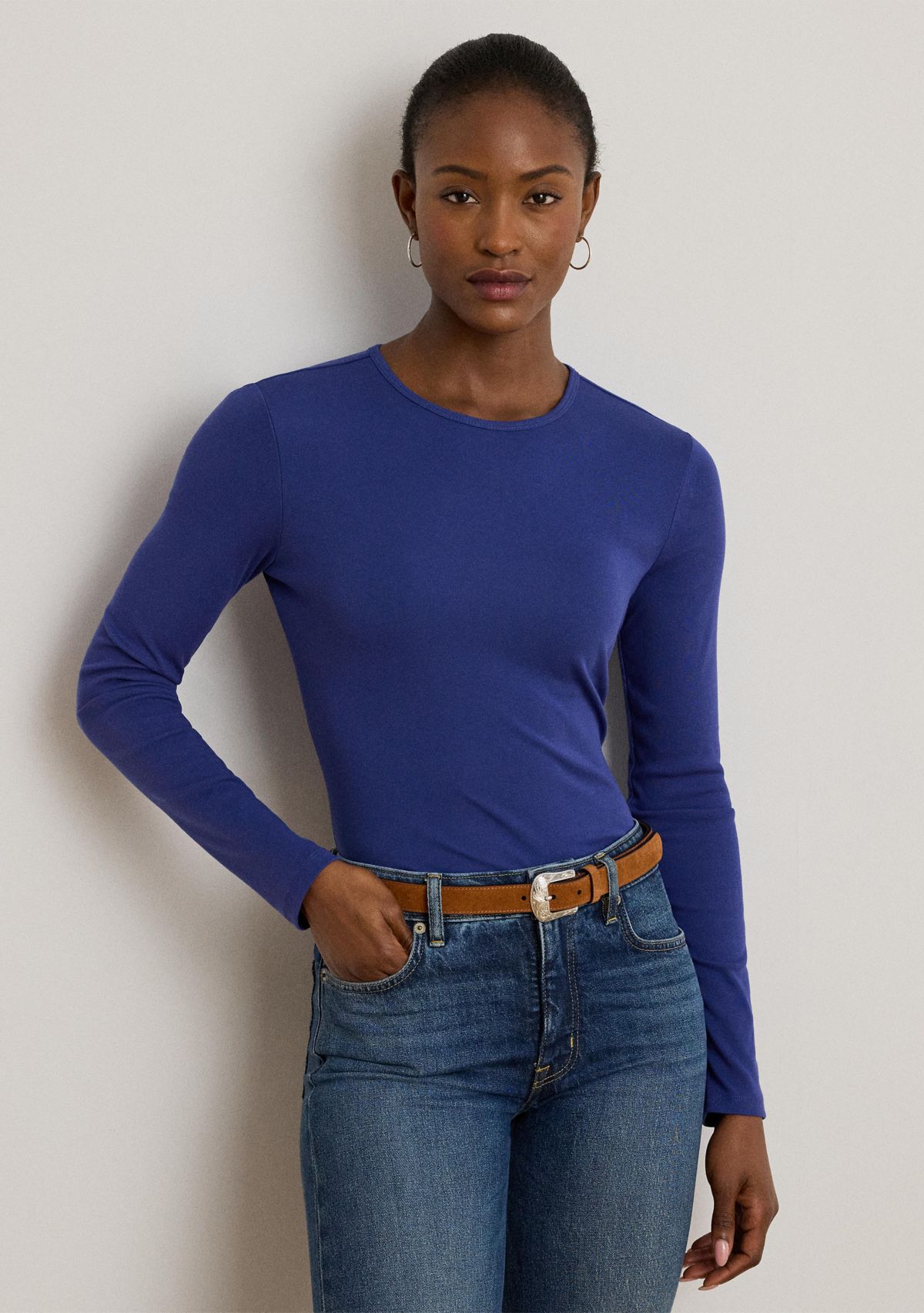 Womens Stretch Cotton Long-Sleeve T-Shirt