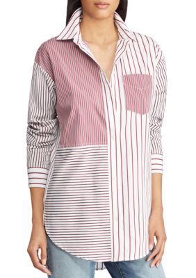 Lauren Ralph Lauren Striped Patchwork Cotton Shirt | belk