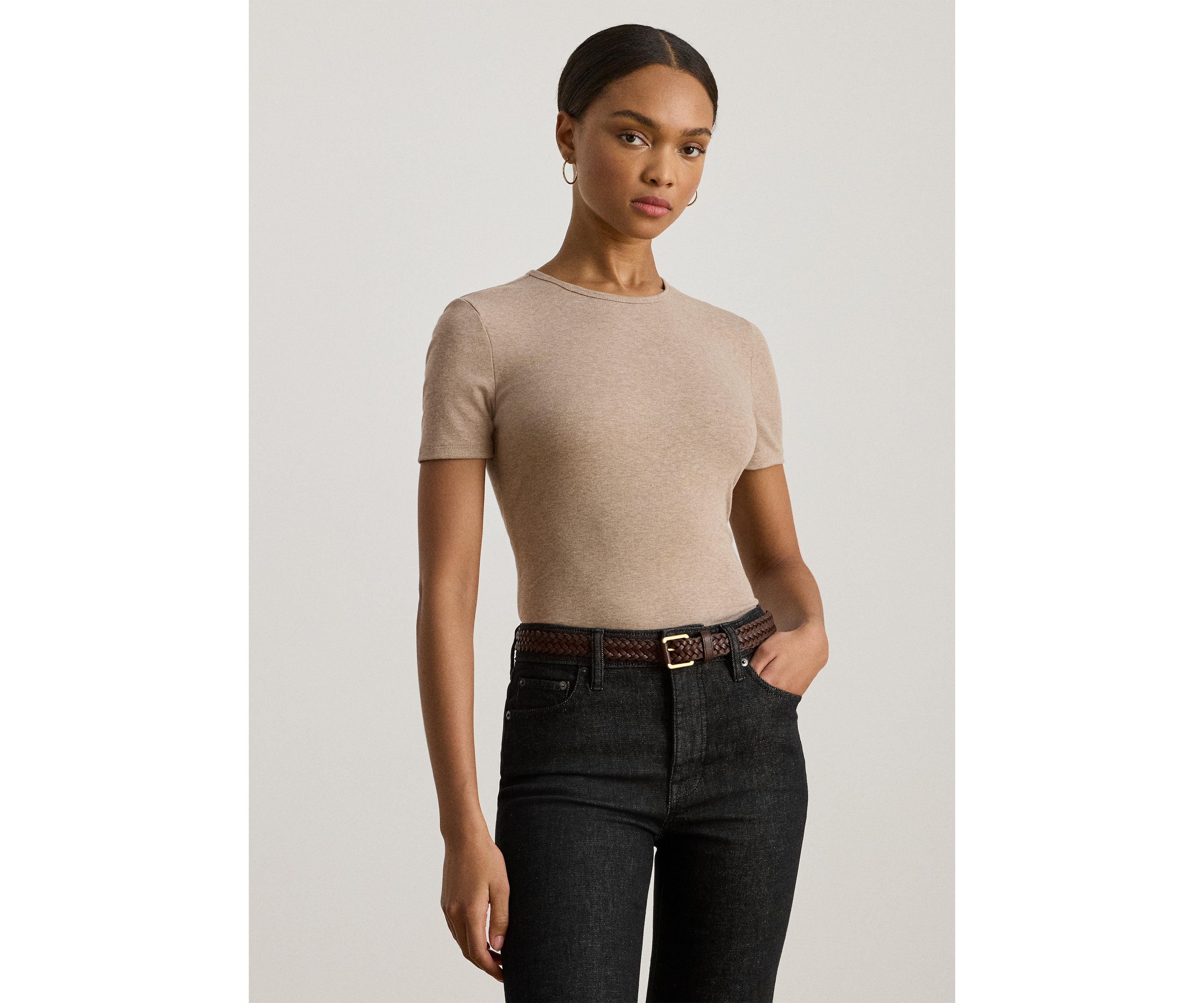 Womens Stretch Cotton Crewneck Tee