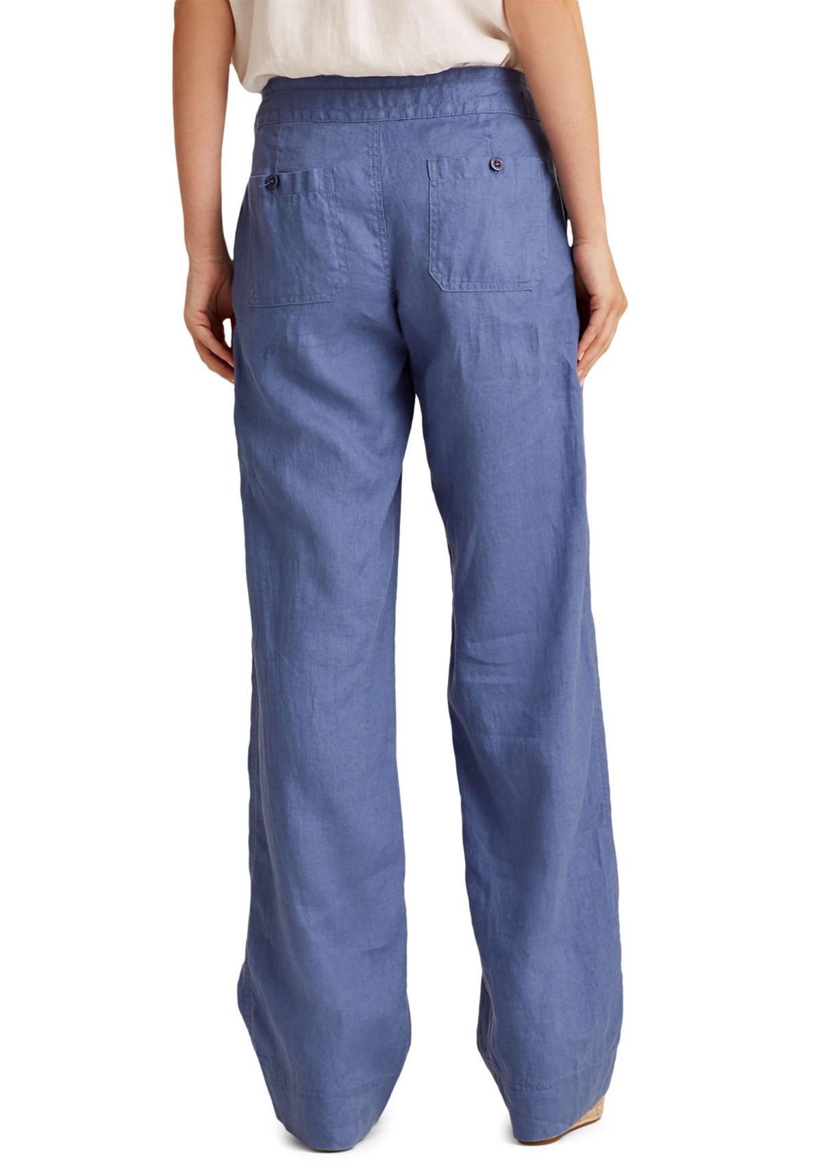 Womens Linen Wide-Leg Pants