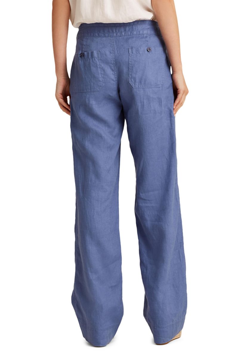 Womens Linen Wide-Leg Pants