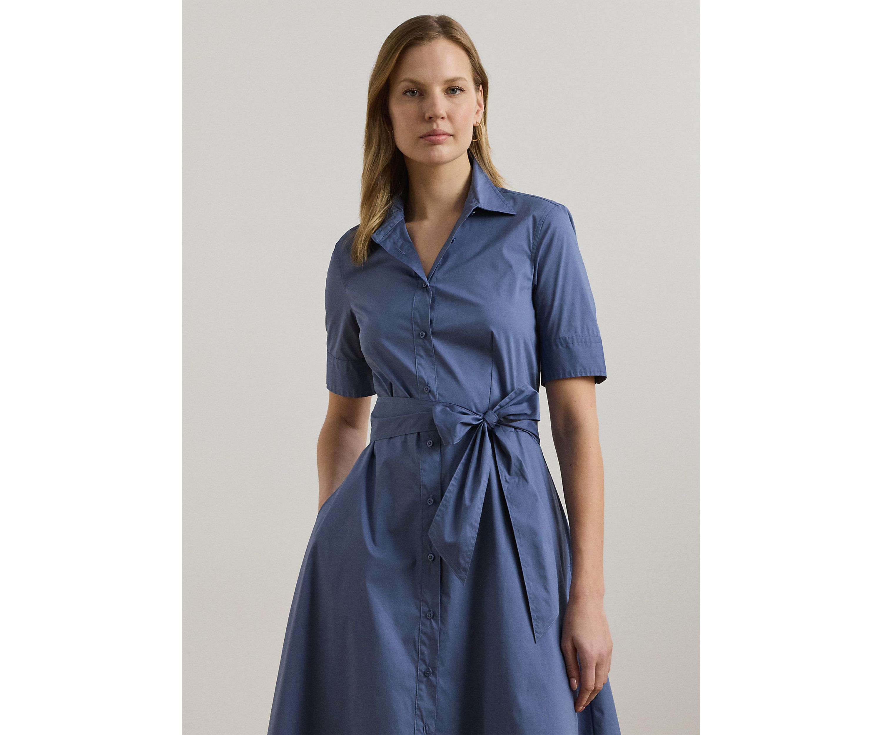 Womens Cotton-Blend Shirtdress