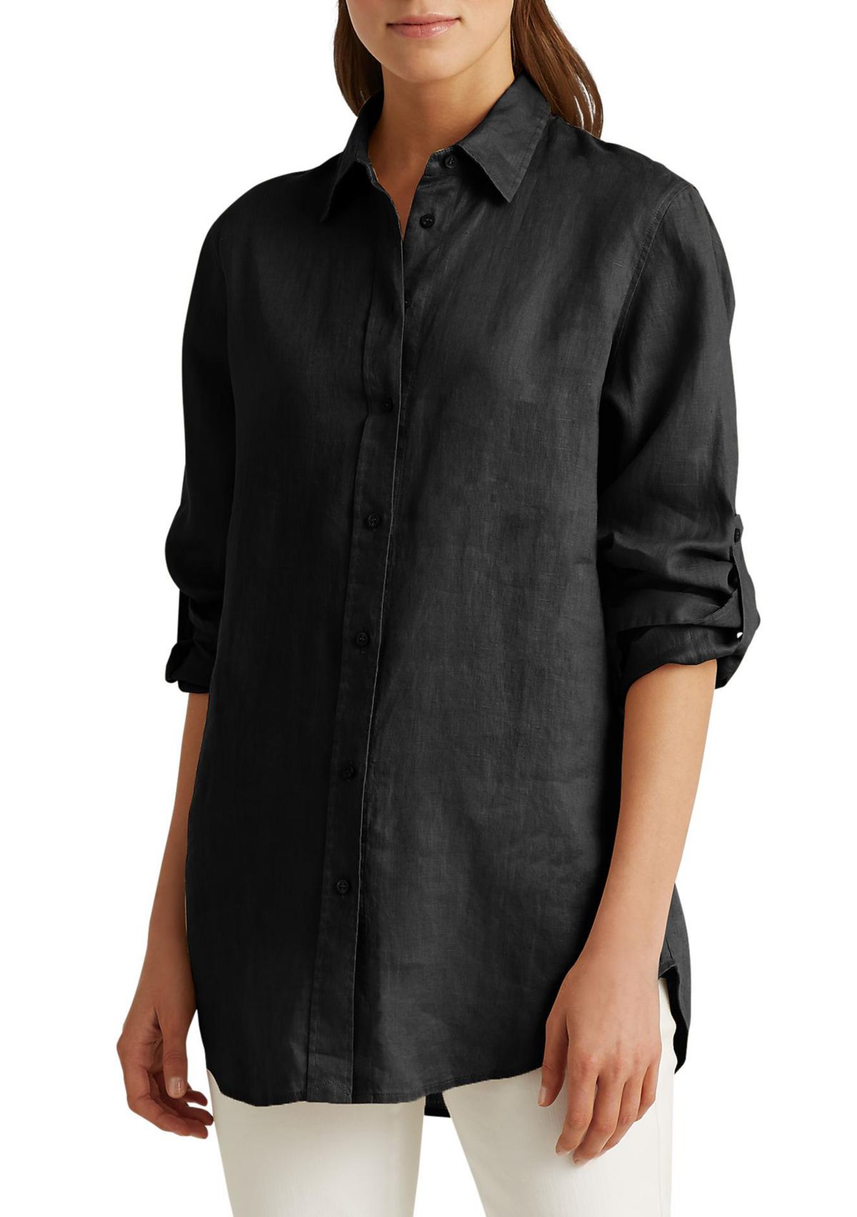 Roll Tab Sleeve Linen Shirt