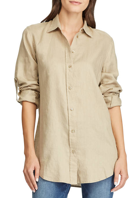Lauren Ralph Lauren Women's Roll Tab Sleeve Linen Shirt | belk