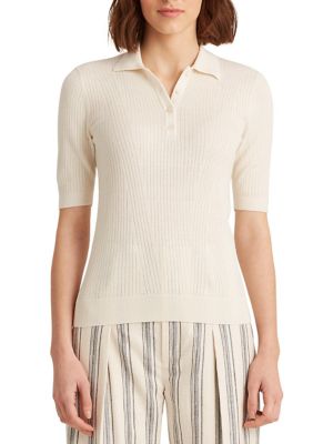 Lauren Ralph Lauren Rib-Knit Collared Shirt