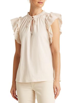 Lauren Ralph Lauren Ruffled Cotton Top | belk