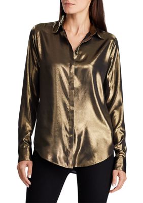 Lauren Ralph Lauren Metallic Satin Shirt | belk