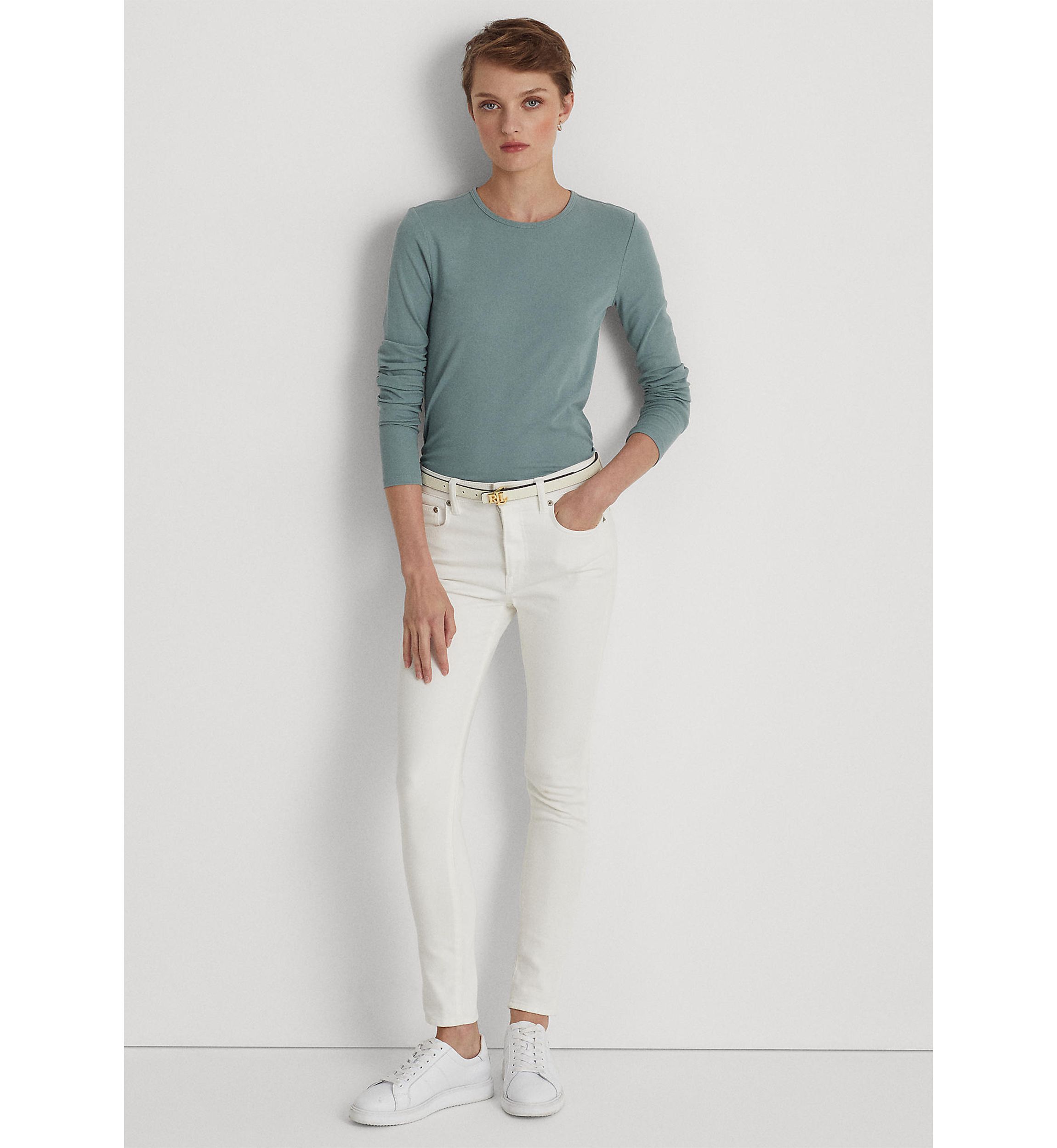 Cotton-Blend Long Sleeve Top 