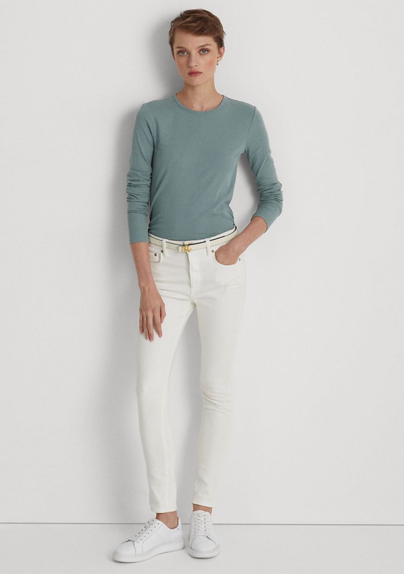 Cotton-Blend Long Sleeve Top 