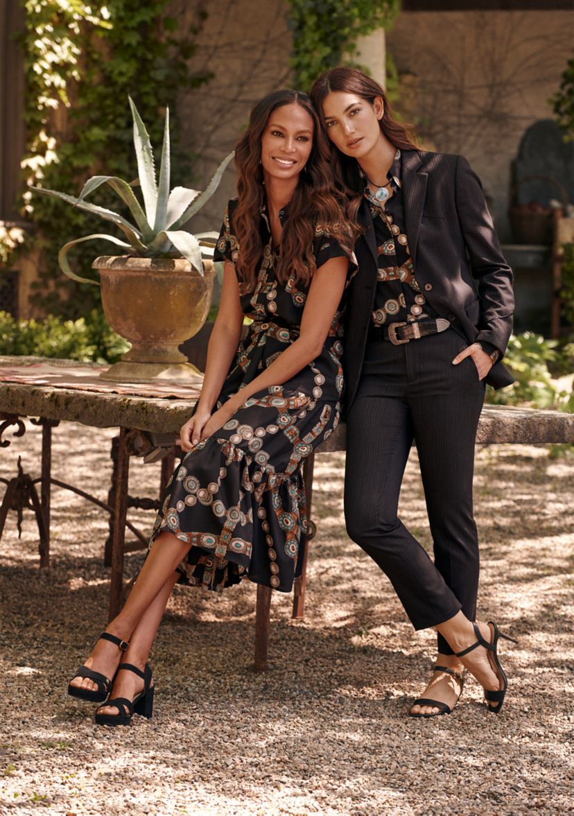 Womens Belt Print Crepe Shirtdress