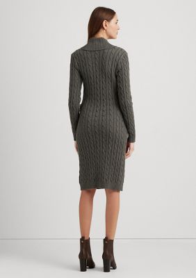 Lauren Ralph Lauren Cable-Knit Buckle-Trim Sweater Dress