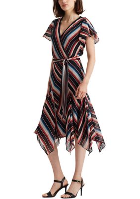 Lauren Ralph Lauren Blanket-Stripe Georgette Dress | belk