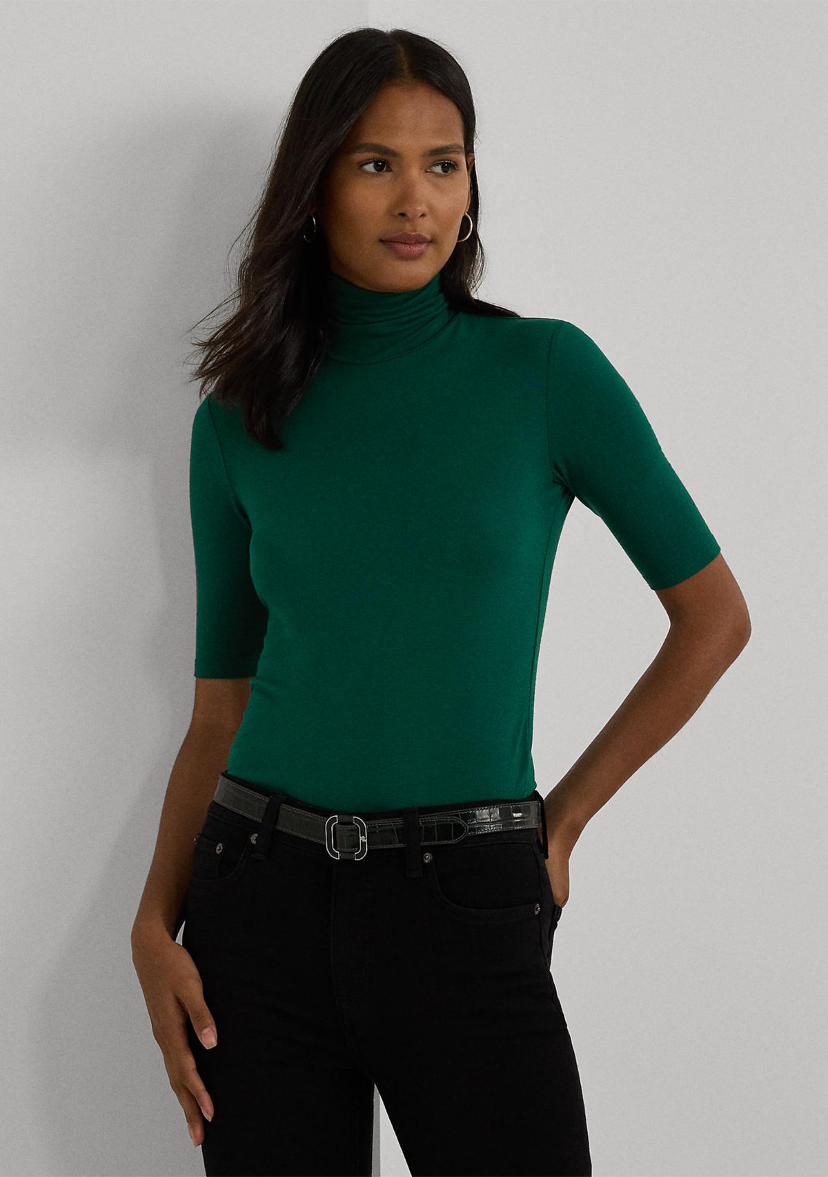 Stretch Jersey Turtleneck Top