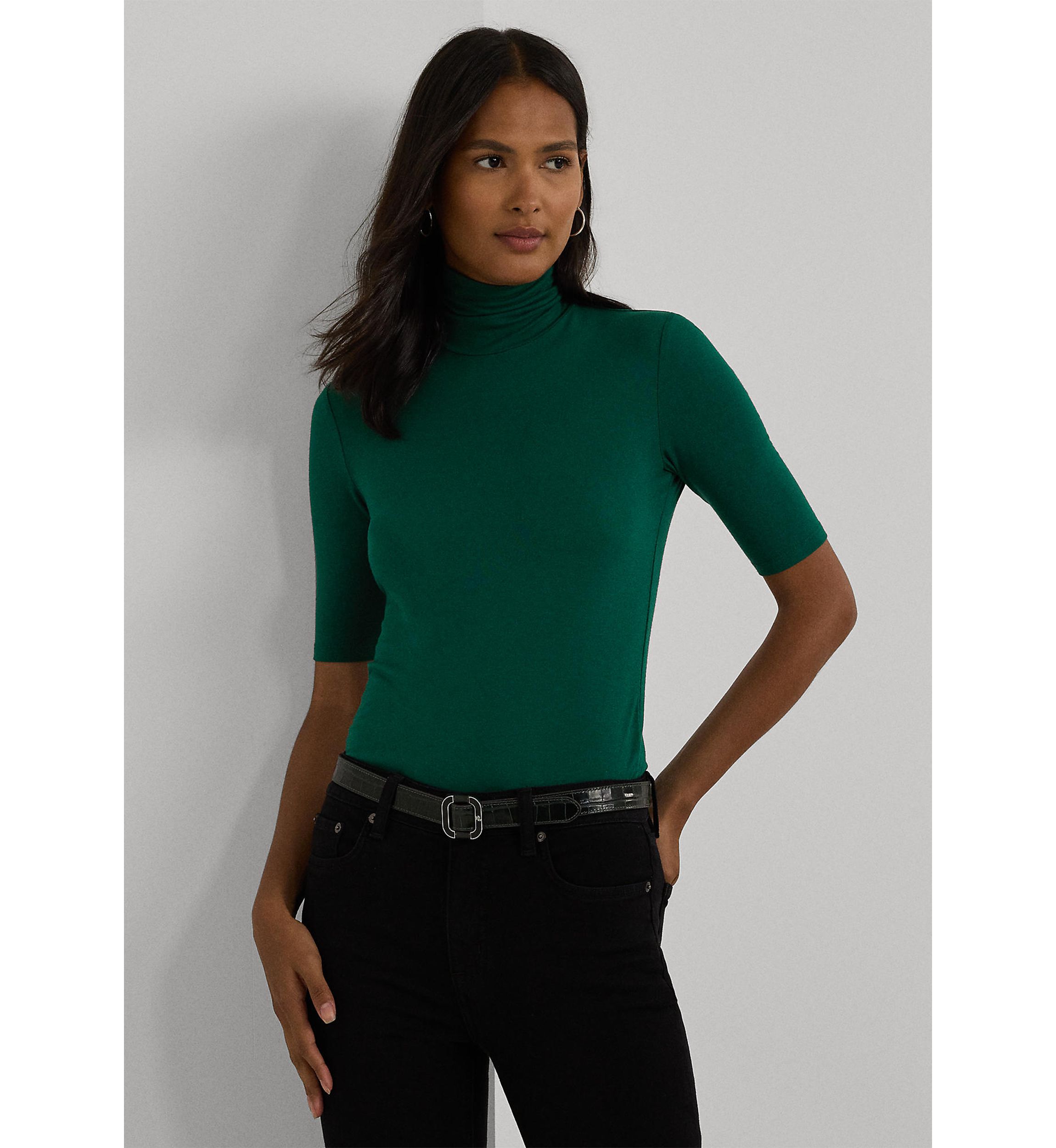 Stretch Jersey Turtleneck Top