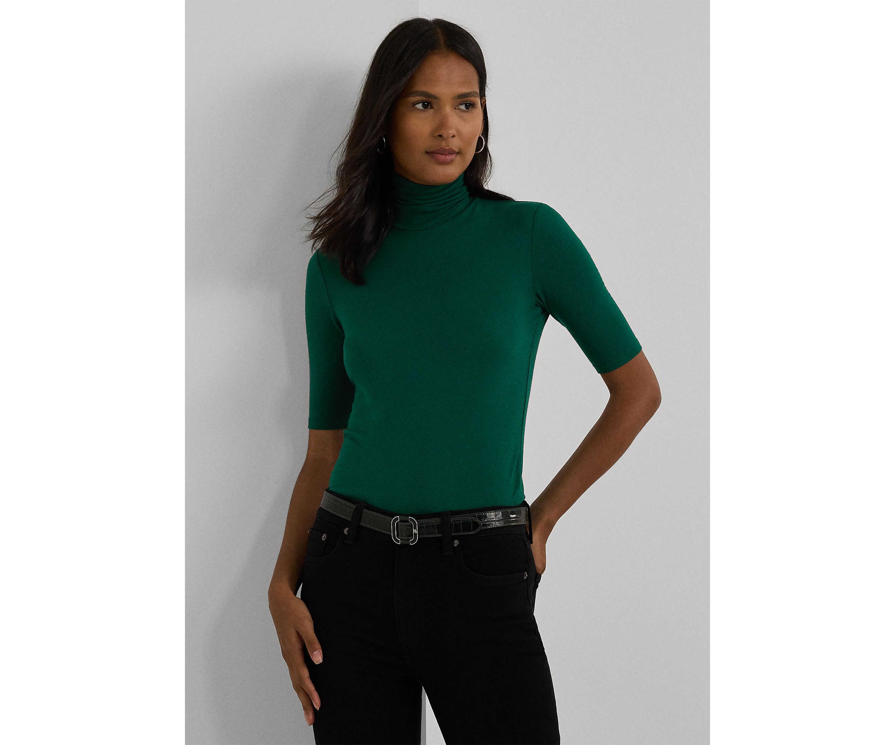 Stretch Jersey Turtleneck Top