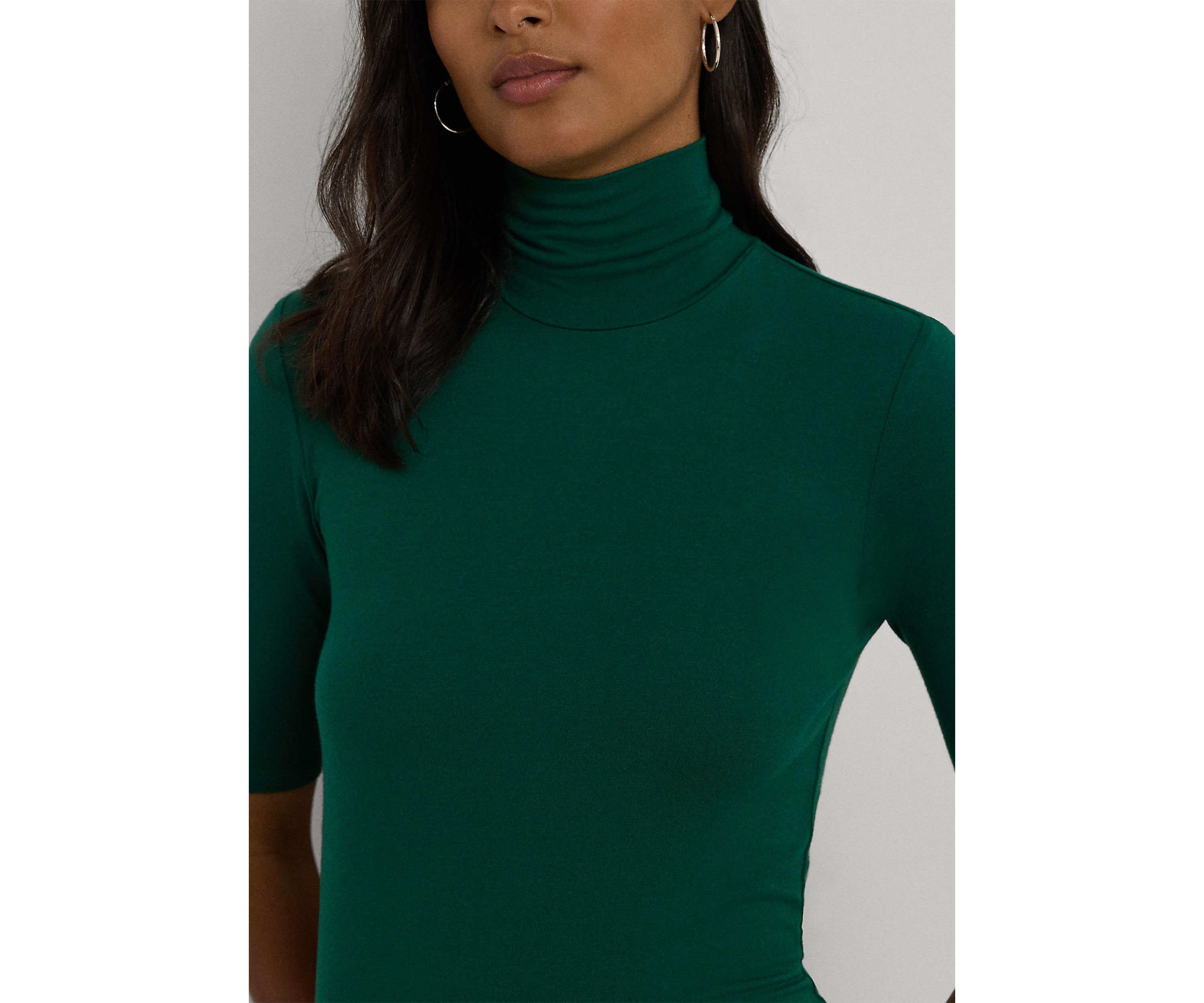 Stretch Jersey Turtleneck Top