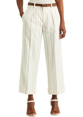 wide leg striped linen pants