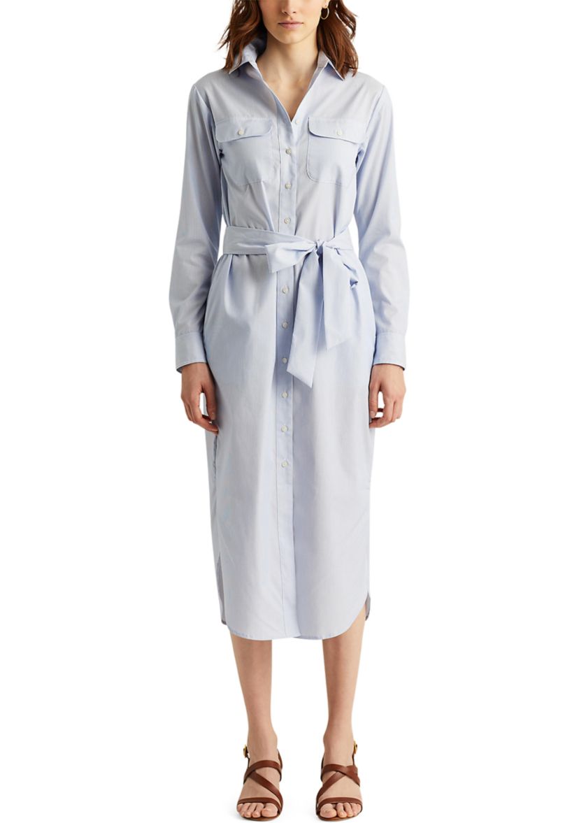 Striped Cotton Broadcloth Shirtdress