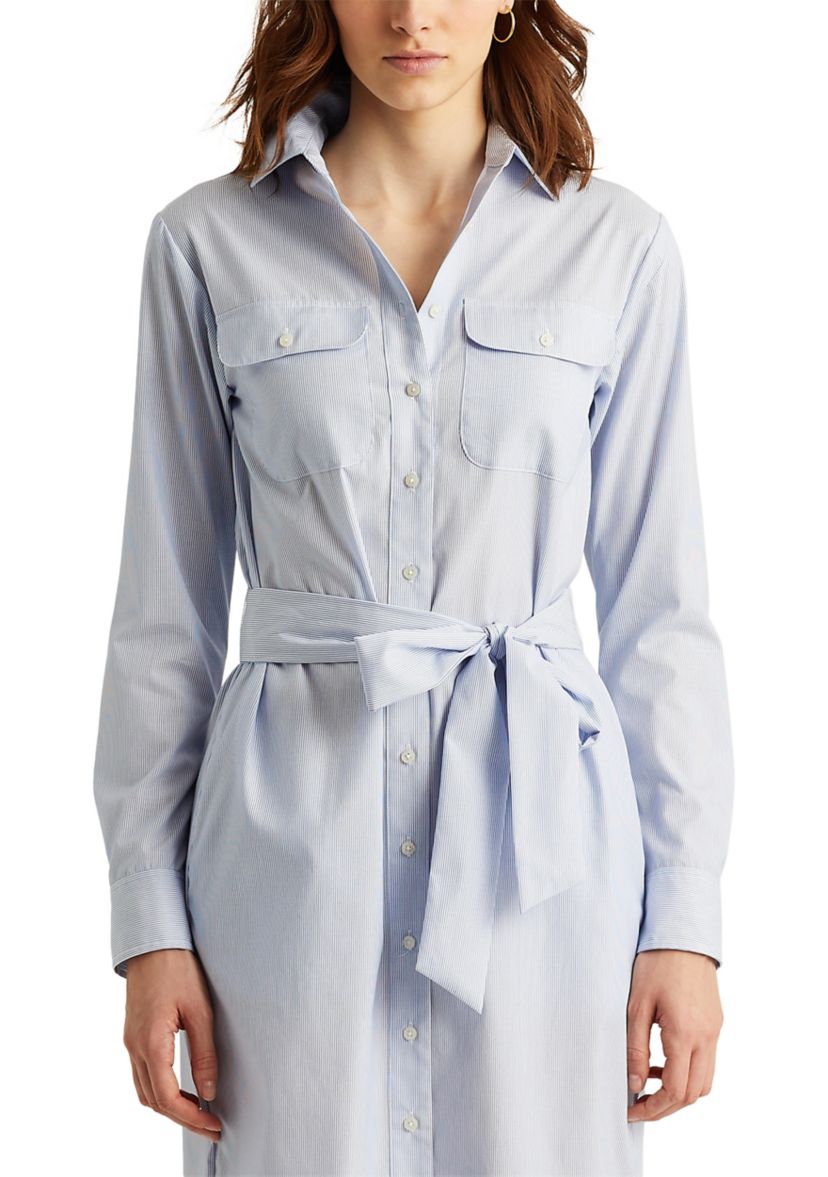 Striped Cotton Broadcloth Shirtdress