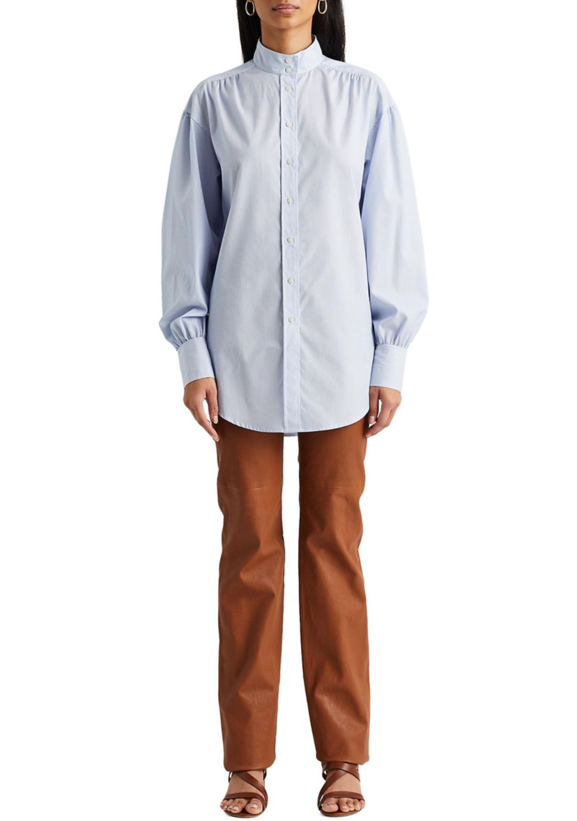 Womens Striped Cotton Broadcloth Shirt 